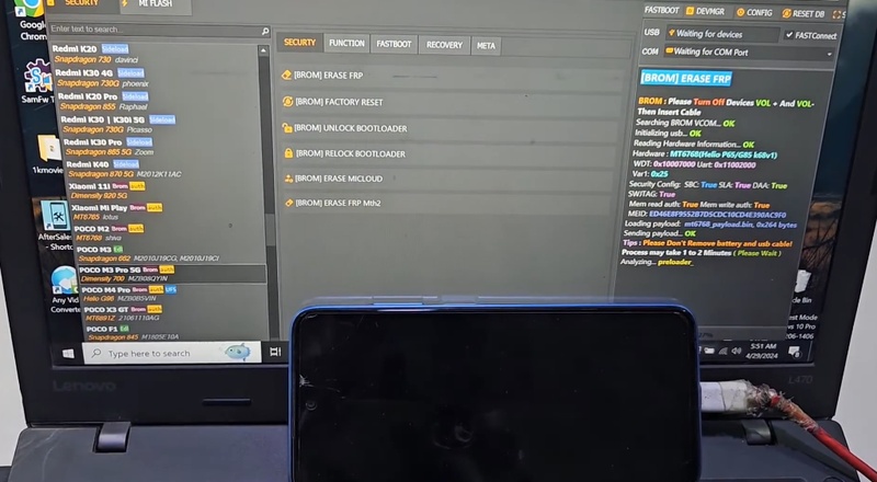 Success disconnect phone reboot FRP-free