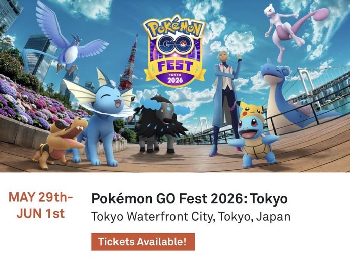 Bildschirm zur Ticketverfügbarkeit in der Pokémon GO App
