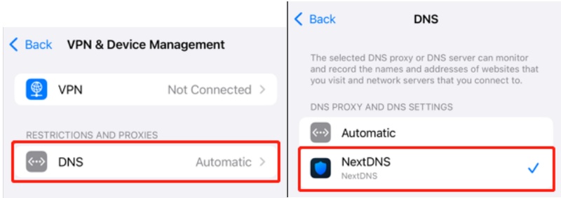 Search vpn then VPN and device management