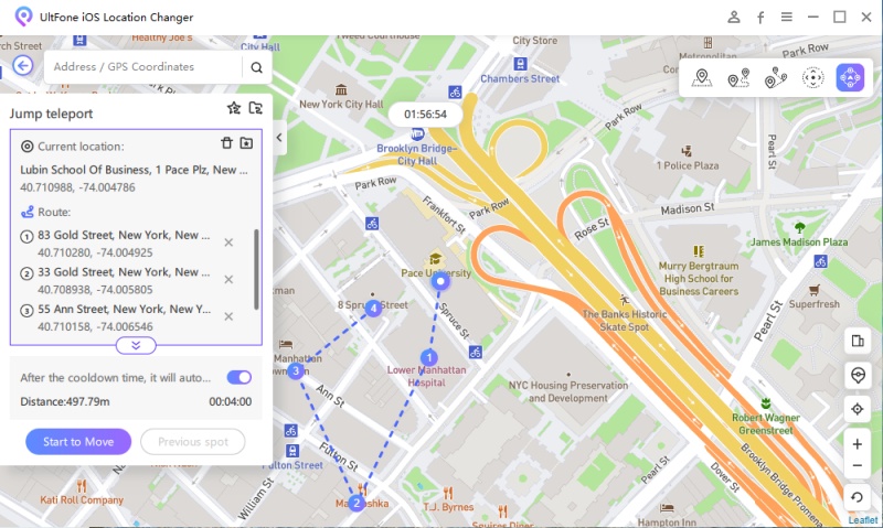 Tool spoofs location for route adjustments