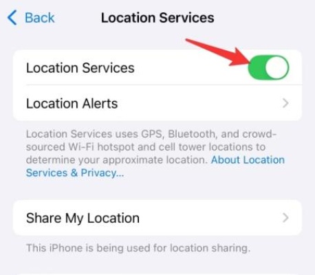 turn off Location Services screen