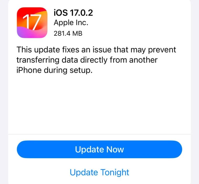 unable to install ios 17.0.2