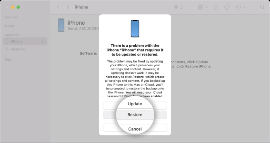 Choose Restore Option