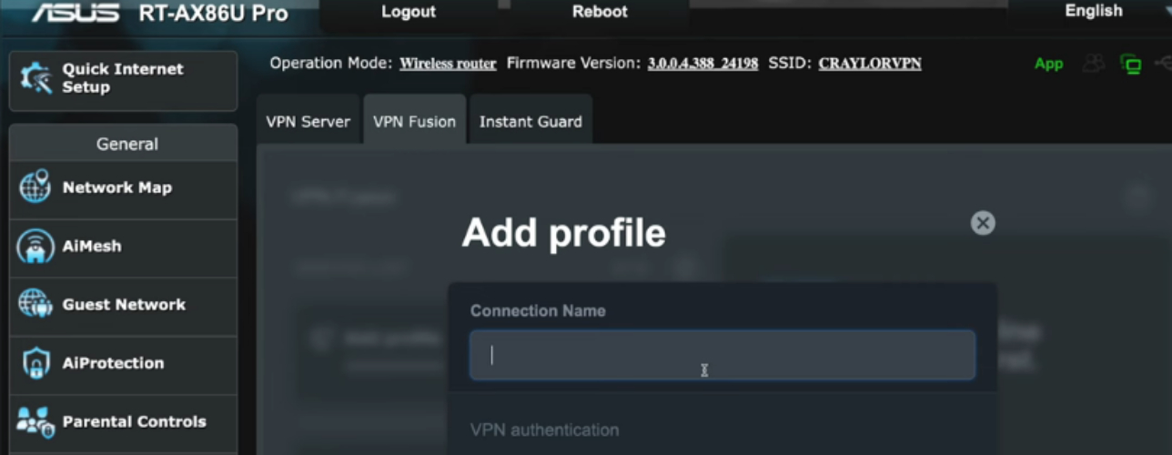 Create a VPN profile using your VPN