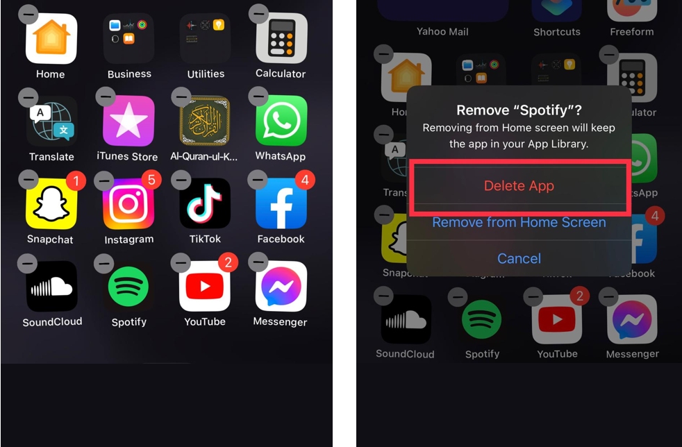delete apps on home screen