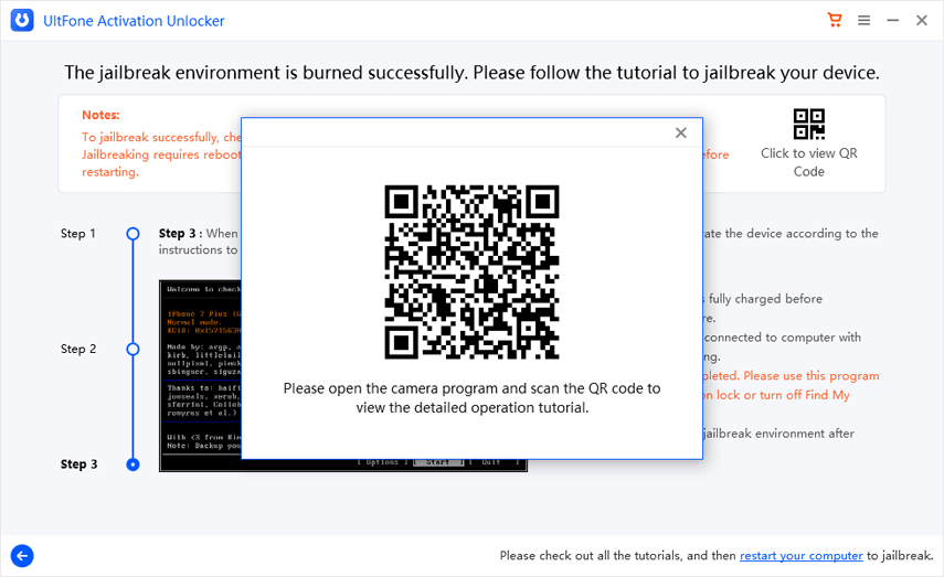 отсканируйте QR-код, чтобы узнать, как сделать джейлбрейк idevice в Windows