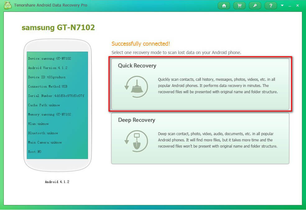 select quick recovery