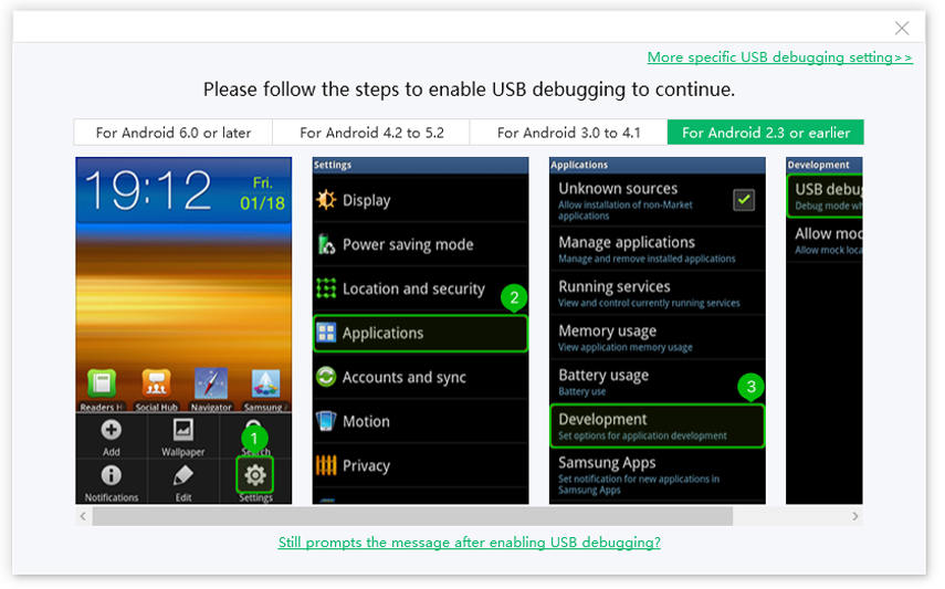 enable usb debugging on android 2.3