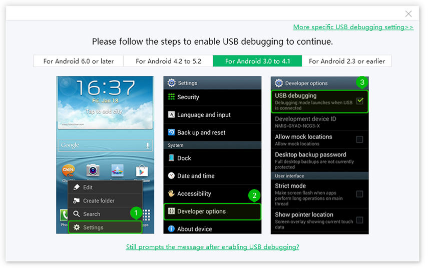 enable usb debugging on android 4.1