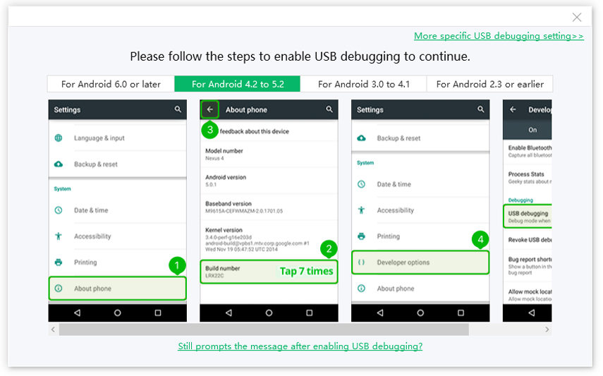 usb-debugging auf android 4.2 aktivieren