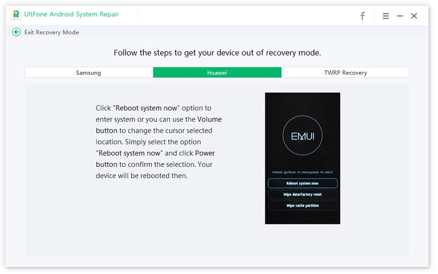 exit recovery mode on huawei