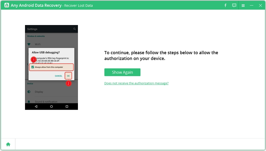 allow usb debugging on android