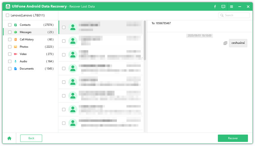 select and recover files