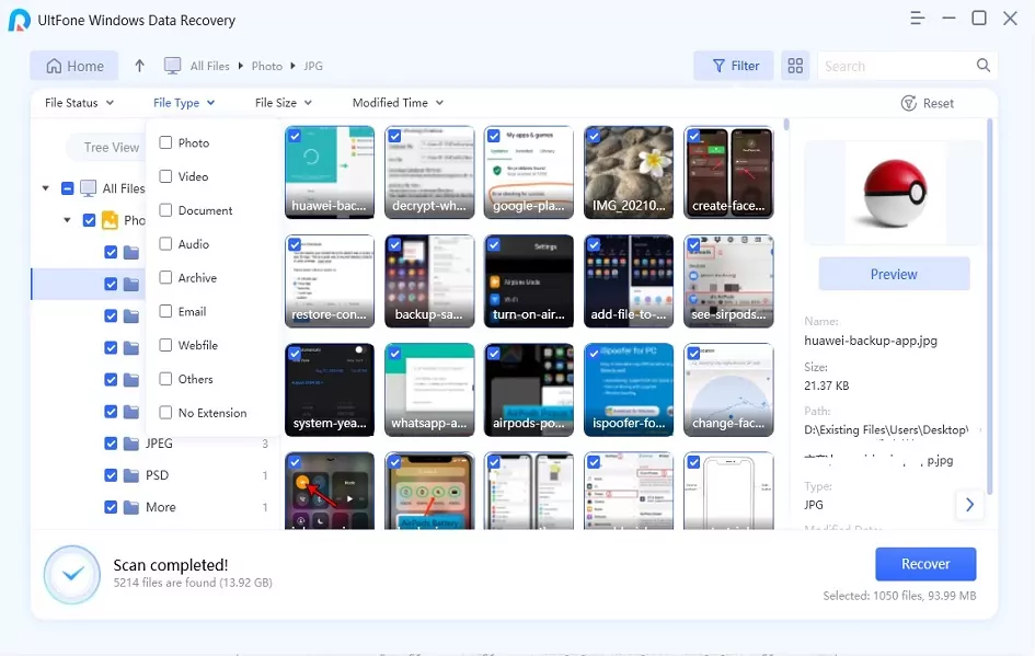 save recovered files from local drive