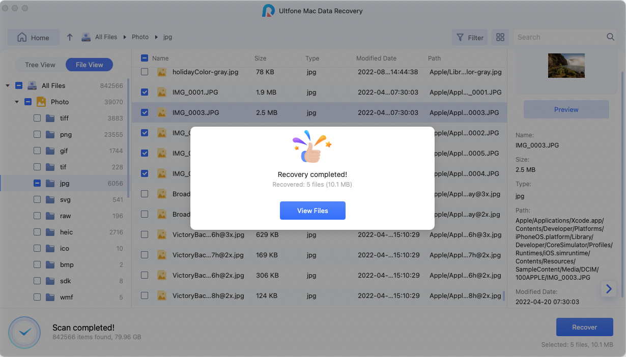 Mac files are recovered successfully