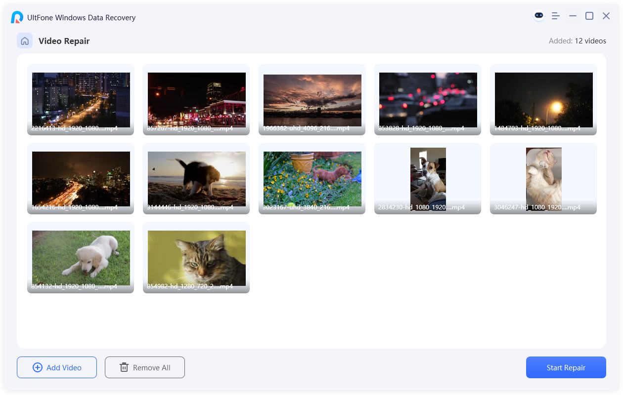 add videos need to be repaired