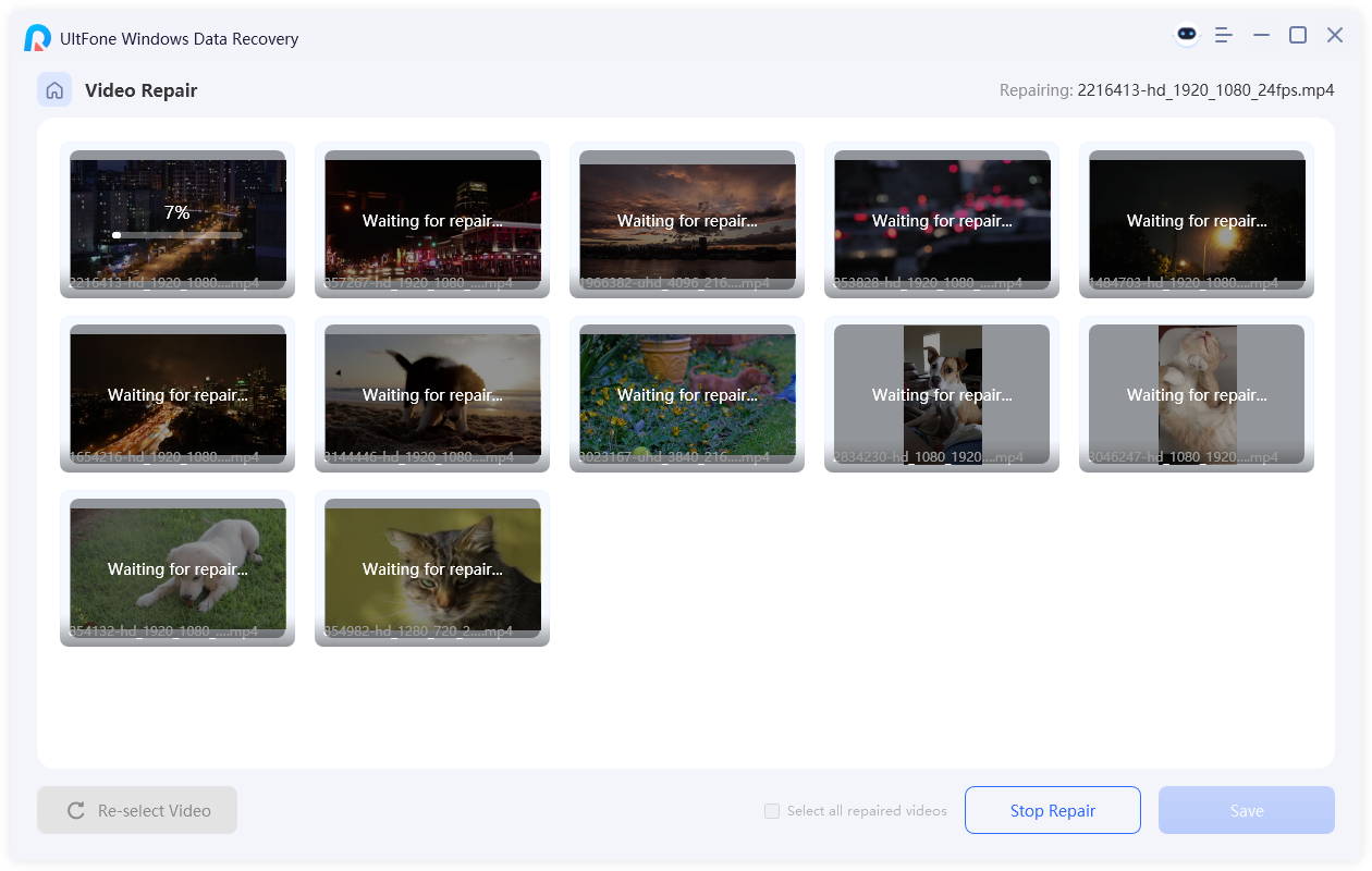 start to repair videos