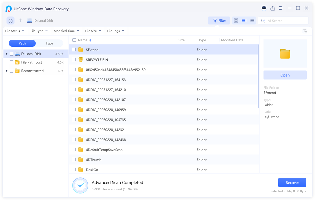 ultfone scan completed