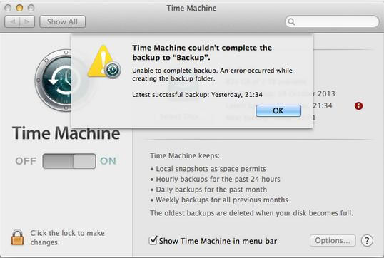 cannot complete backup