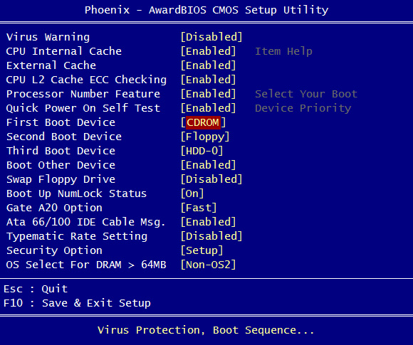 change boot options