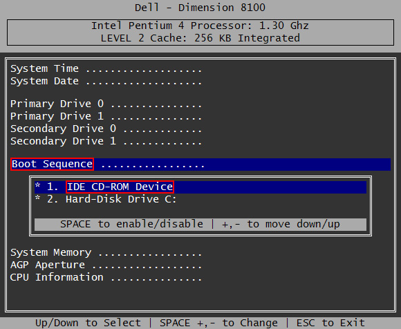 change boot options in dell bios