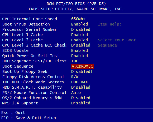 set boot sequence