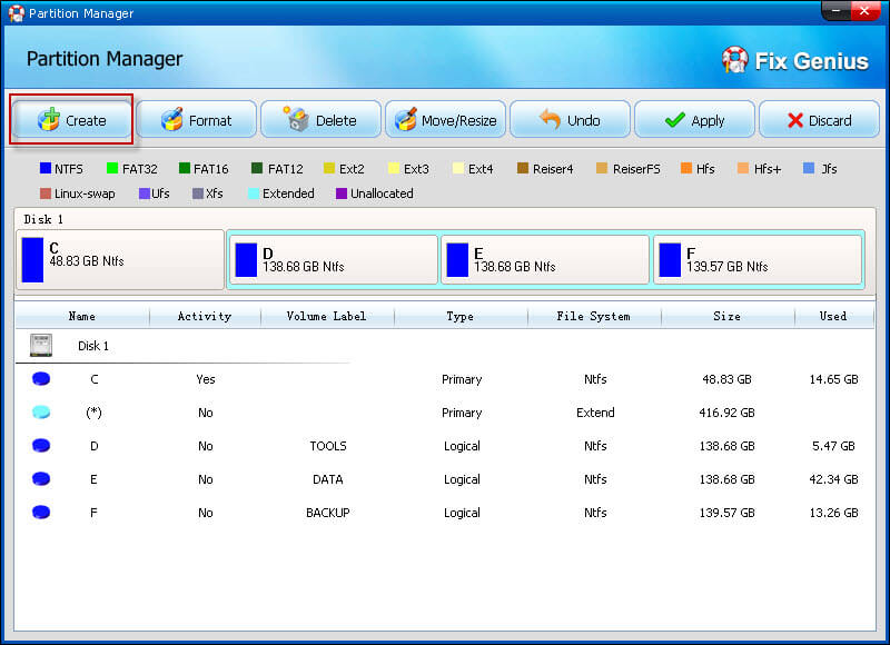 create a partition