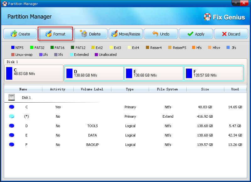 format a partition