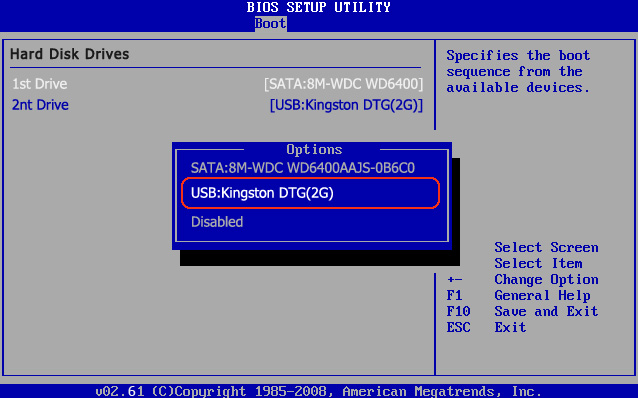 select USB