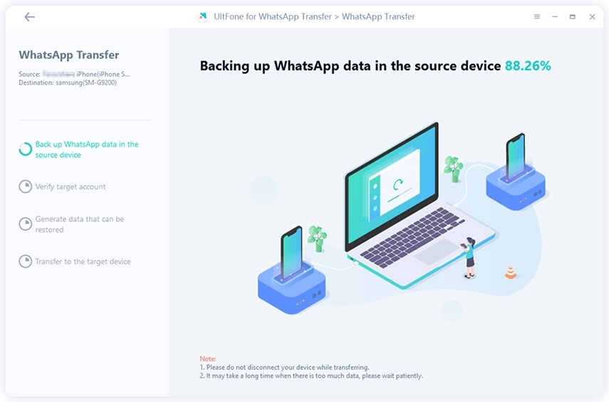 backup whatsapp data in the source device