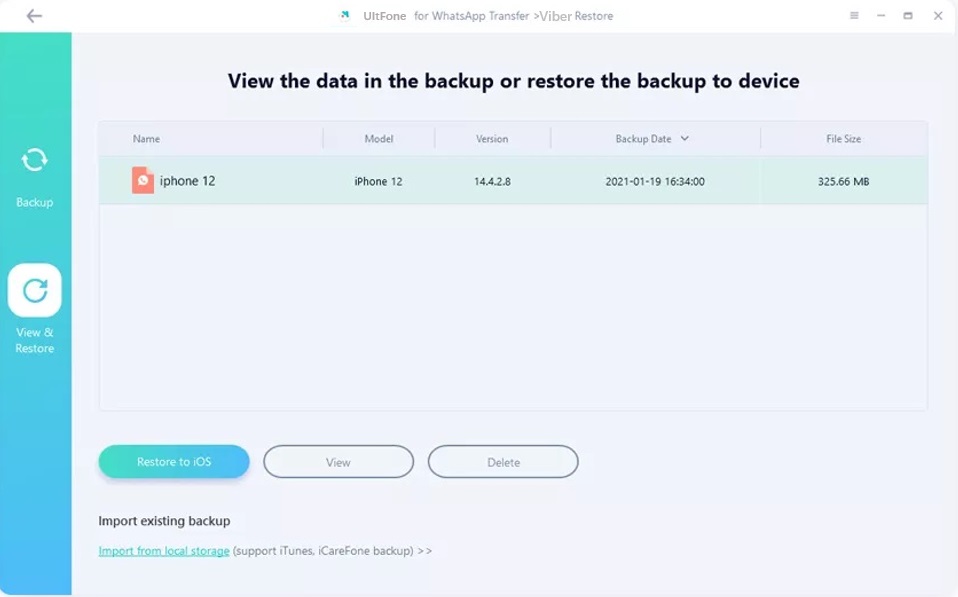 choose viber backup