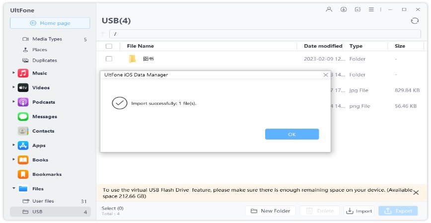 import files to the virtual USB drive