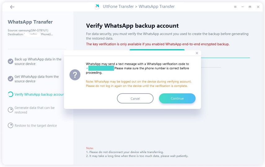 verify whatsapp account prompt