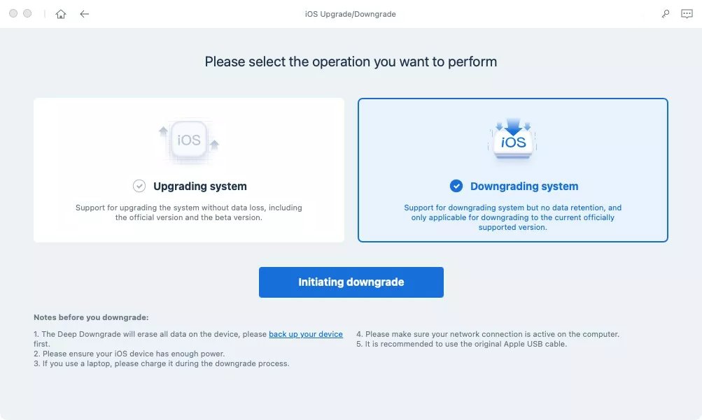 downgrade ios/ipados