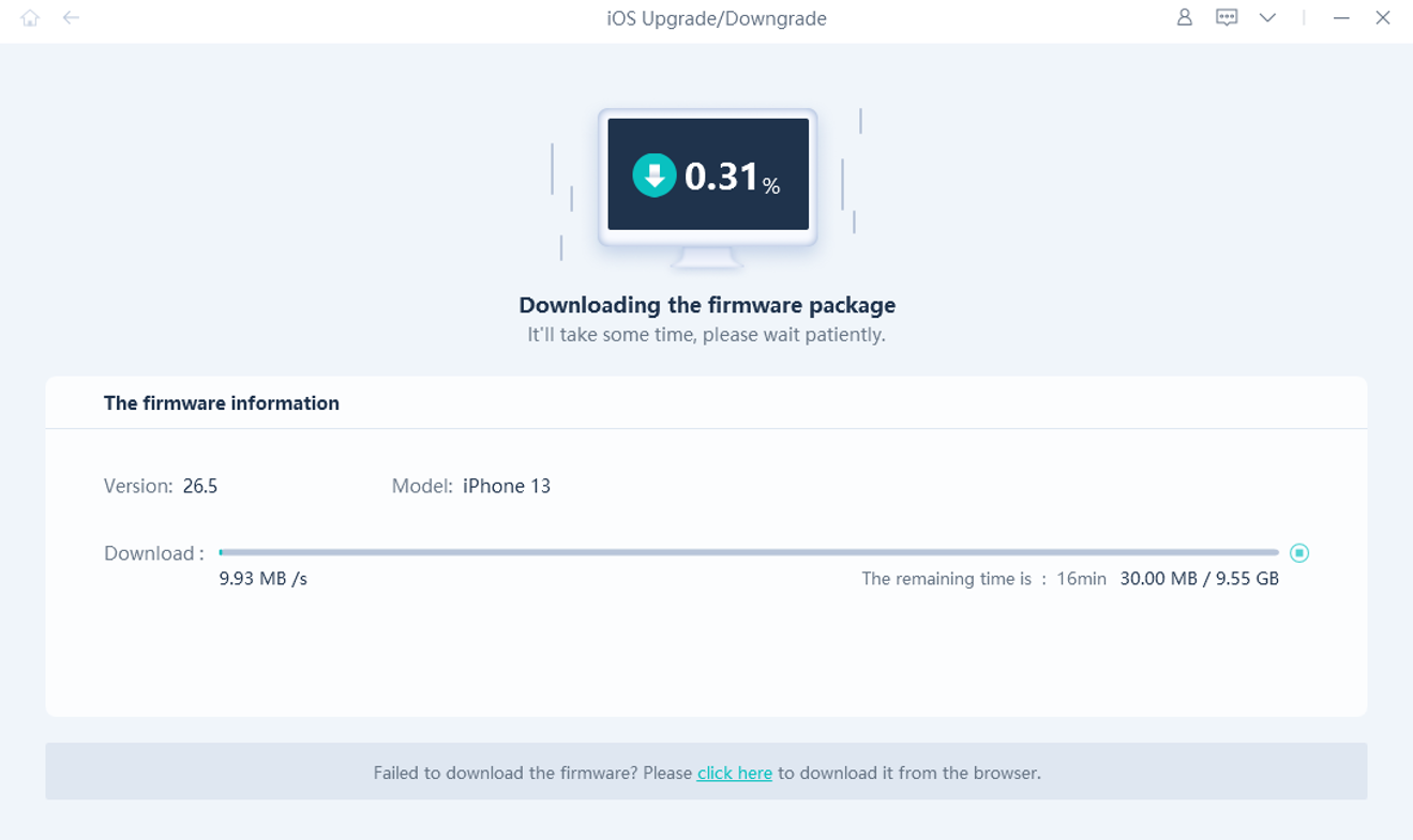 download firmware package before repairing iOS