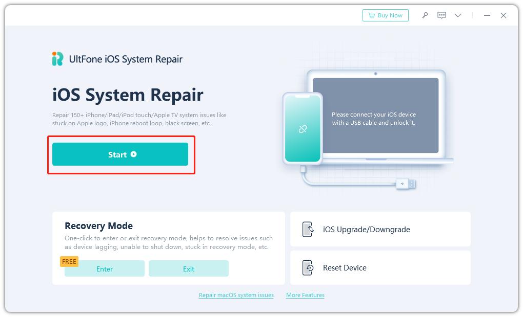 ios system repair feature of ultfone ios system repair