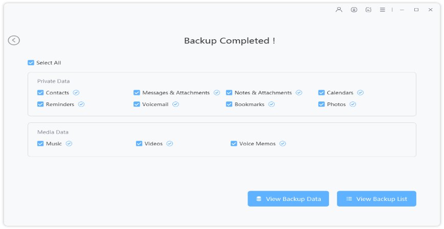 iPhone backup completed