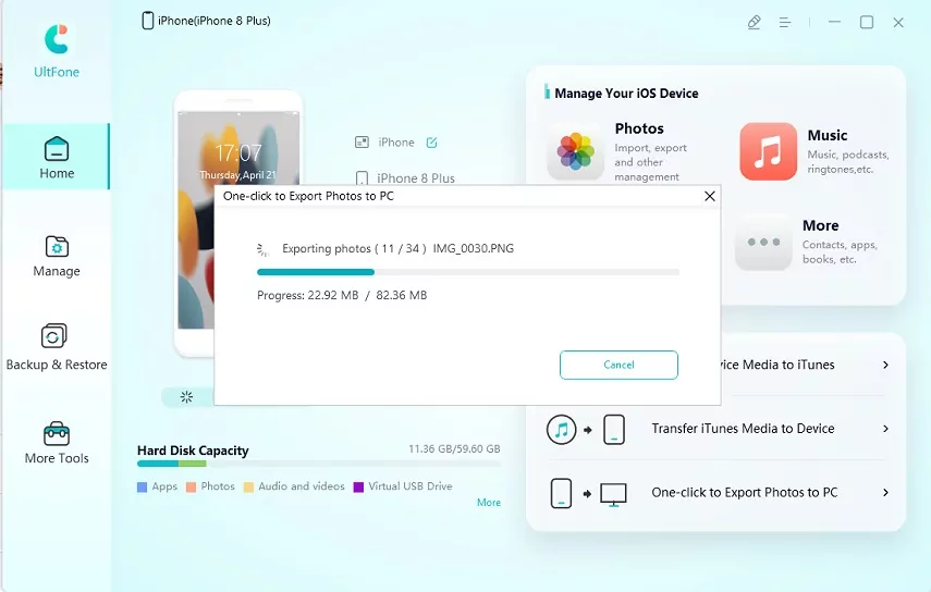 start transferring photos from iphone to computer
