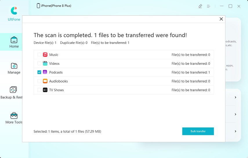 transferência de arquivos de mídia de dispositivos