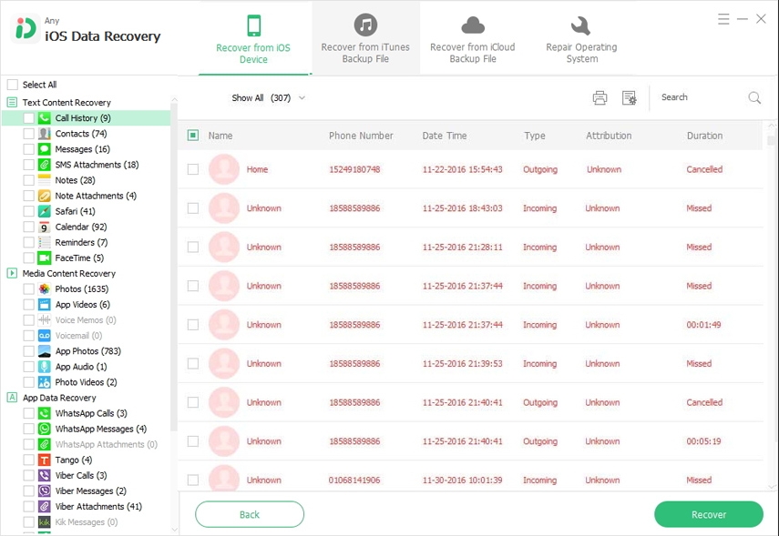 retrieve deleted call history iphone