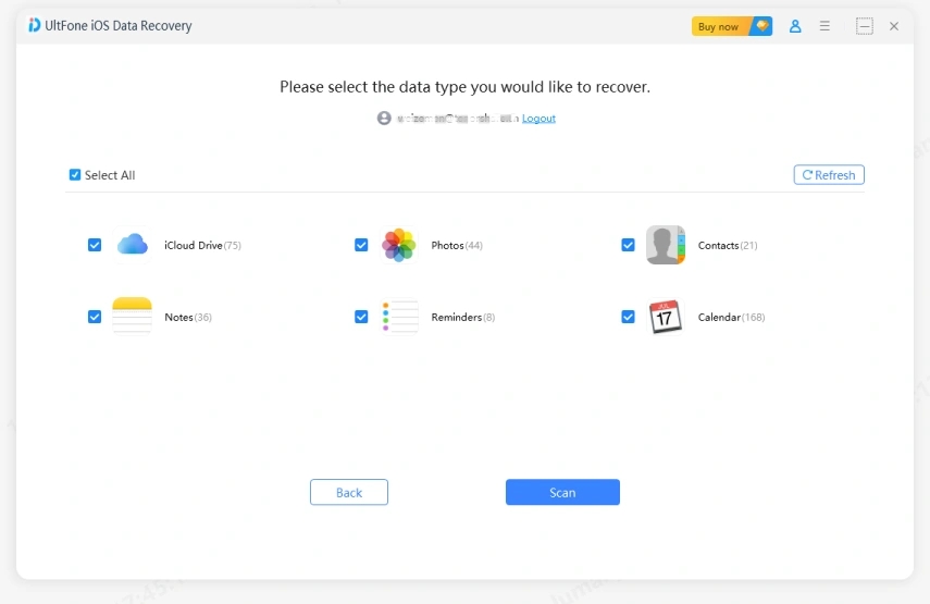 select file types from icloud backup