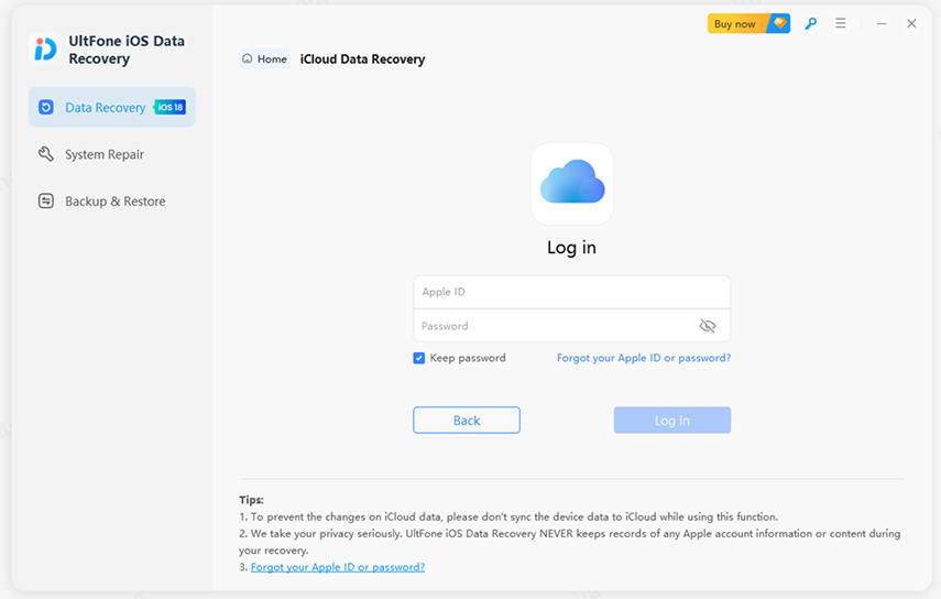 login icloud account and scan files