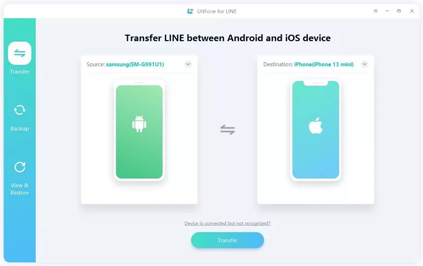 UltFone for LINE 轉移介面