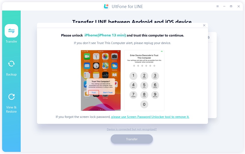 unlock iphone to transfer line