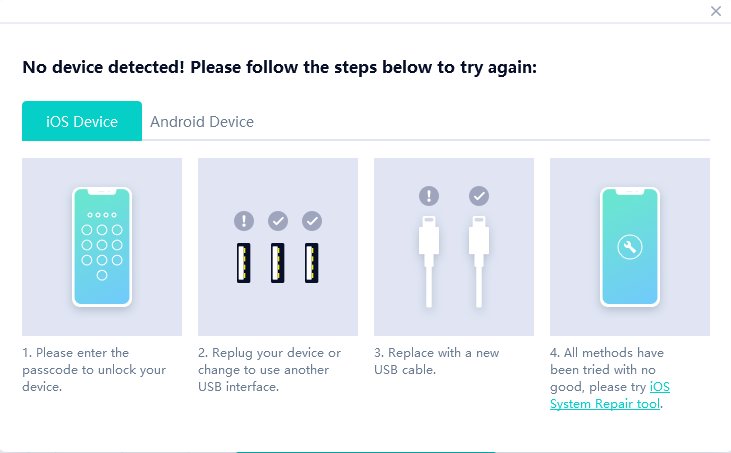 no device detected ios
