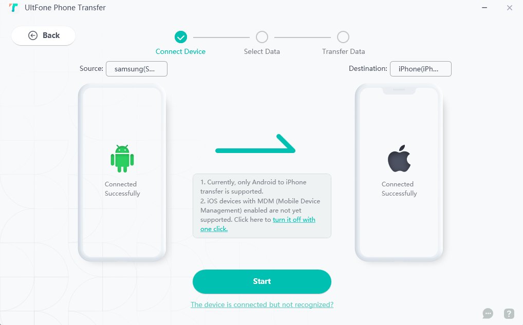 start after connecting successfully