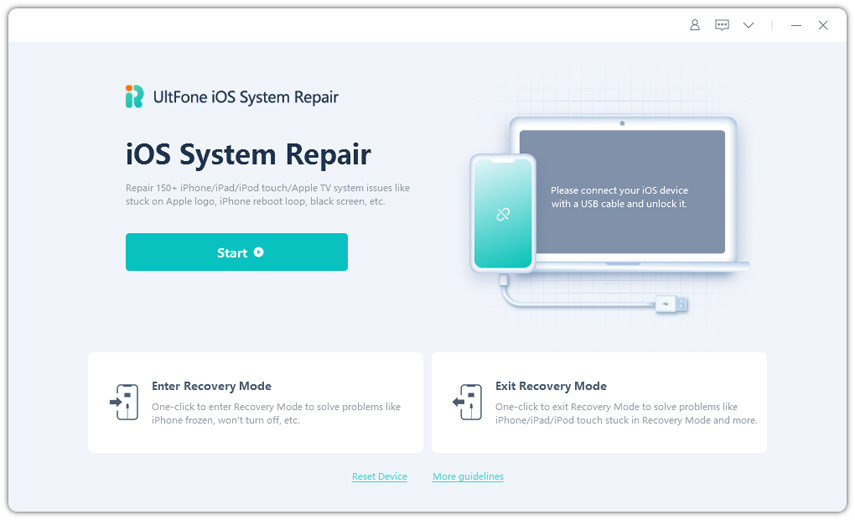 ultfone ios system repair main interface