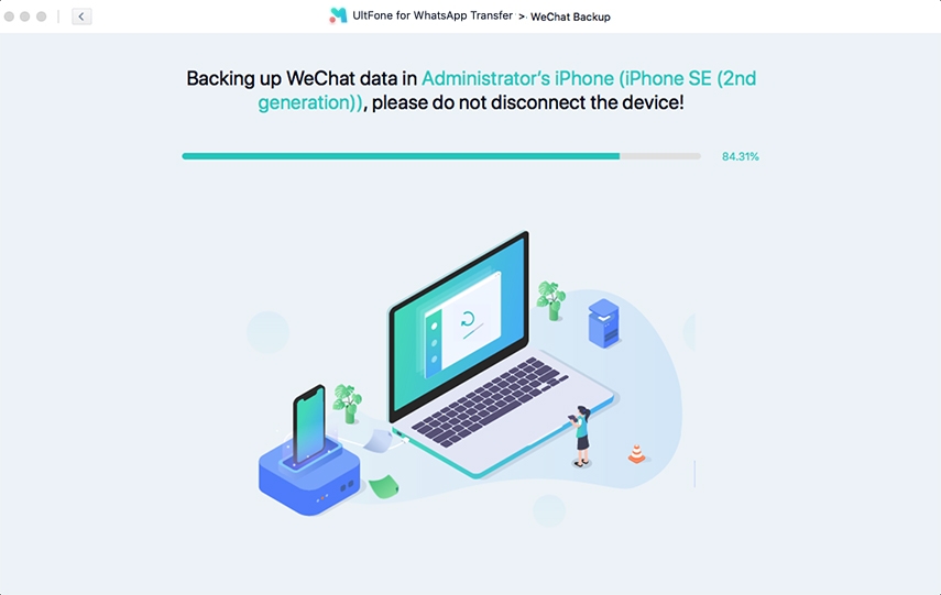 realizando copia de seguridad de los datos de wechat en el iphone