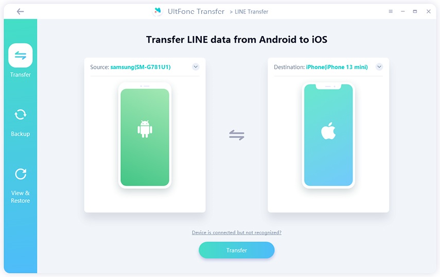 connect iphone android to transfer line
