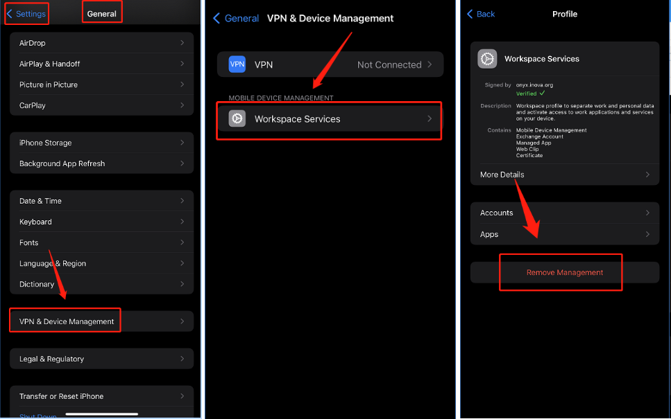 mdm remove management